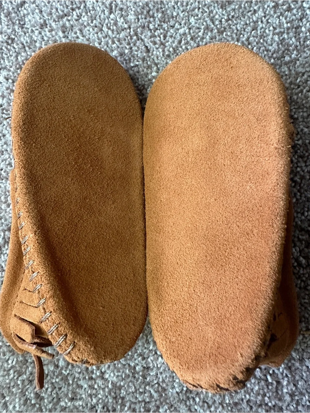 Baby Minnetonka Fringe Moccasin Booties - Tan
